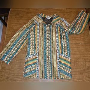 Vintage 60s 70s Womens Quilted Aztec Southwest Tribal Jacket Coat USA M L